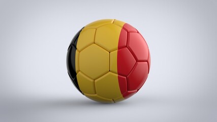 UEFA Euro championship 2020 football tournament realistic soccer game ball with national flag of Belgium isolated on solid white background 3d rendering image