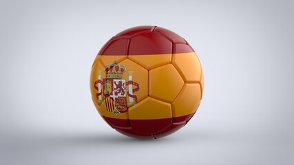 UEFA Euro championship 2020 football tournament realistic soccer game ball with national flag of Spain isolated on solid white background 3d rendering image