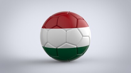 UEFA Euro championship 2020 football tournament realistic soccer game ball with national flag of Hungary isolated on solid white background 3d rendering image