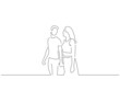 © 1494 - Couple on holidays line drawing, vector illustration design. Summer collection.
