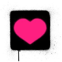 Graffiti Pink Heart Icon Sprayed Over Black Heart
