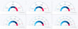 Vector round infographic chart templates in the form of semicircle. 3 4 5 6 7 8 options