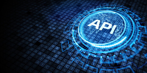 API - Application Programming Interface. Software development tool. Business, modern technology, internet and networking concept.