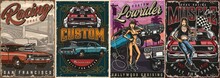 Custom Cars Vintage Colorful Posters