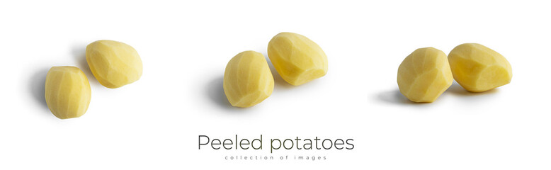 Peeled potatoes isolated on a white background.