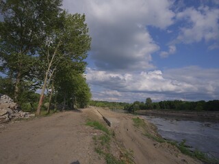 Wall Mural - building site on a fast river