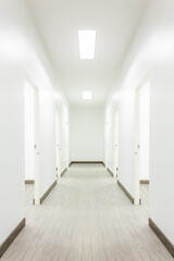 Wall Mural - Light White Hall Room  With Doors and Wood Floor