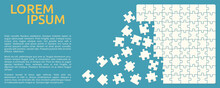 Simple Jigsaw Puzzle Template - Pieces On Right Side, Empty Space For Text Left