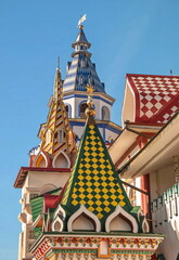 Bright, multi-colored towers of the ancient Russian fairytale tower