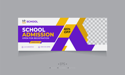 Wall Mural - kids school admission open webinar f
Facebook cover web banner template with photo place modern layout design