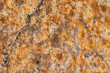 Background of granite. Texture of brown granite stone. Weathered stone surface. Copy space