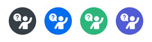 User Raise Hand Asking Question Icon. Confusion, Curious, Doubt, Problem, Ask, Information Sign