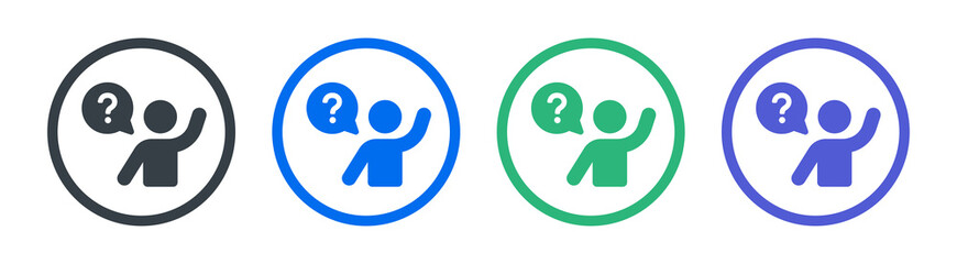 Sticker - Person asking question icons set in colorful style vector illustration.