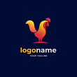 abstract chicken rooster logo gradient style for restaurant and ranch farm company business
