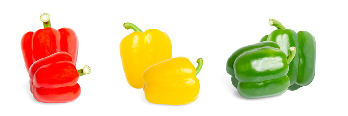 Wall Mural - Three sweet pepper, paprika, isolated on white background