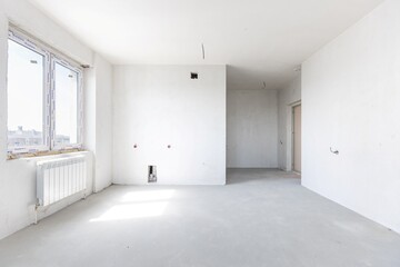  interior of the apartment without decoration in gray colors