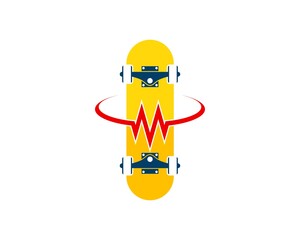 Poster - Yellow skate board with M letter initial inside