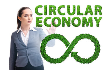 Concept of circular economy with businesswoman