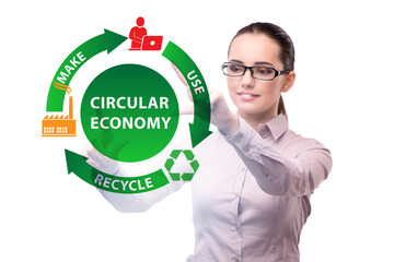 Wall Mural - Concept of circular economy with businesswoman