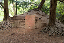 Sealed Up Brick Bunker Under Woodland Trees