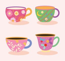 Poster - set colored mugs