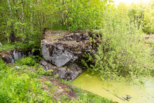 Bunker Ruin And Green Pond In The Todtenbruch Moor In The Eifel Region