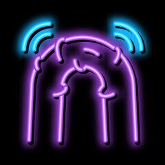 Sticker - flexible insulation bursts optical fiber neon light sign vector. Glowing bright icon flexible insulation bursts optical fiber sign. transparent symbol illustration