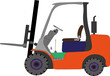 Ilustracja przedstawiająca przemysłowy wózek widłowy.