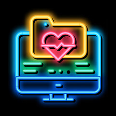 Wall Mural - electronic health card neon light sign vector. Glowing bright icon electronic health card sign. transparent symbol illustration