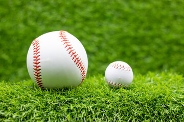 Wall Mural - Baseball on green grass 