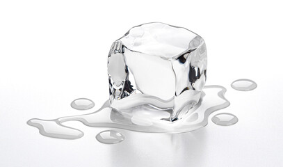 Wall Mural - melting ice cube isolated on white background