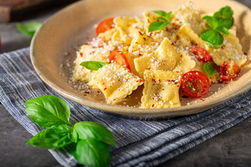 Wall Mural - Ravioli with cheese and chilli