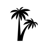 Fototapeta Sypialnia - palm tropical tree set icons black silhouette illustration isolated on white