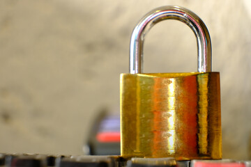 Padlock on table background and business security concept, protecting data personal information