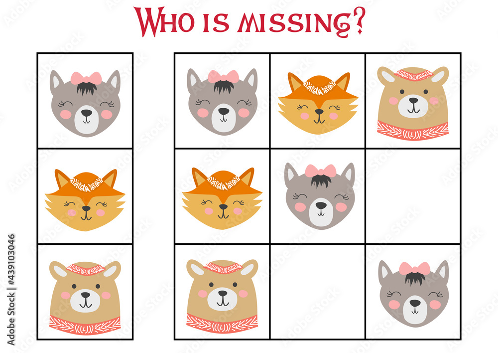 Sudoku game for children with pictures. Kids activity sheet. cute ...