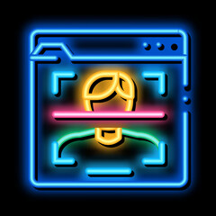 Canvas Print - face scanning identity neon light sign vector. Glowing bright icon face scanning identity sign. transparent symbol illustration