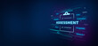 © AA Studios - Assessment text with clipboard icon on digital blue background. Assessment concept