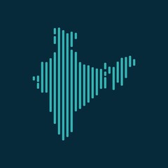 Wall Mural - Vector abstract map of India with blue straight rounded lines isolated on a indigo background.