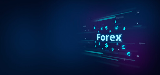 Wall Mural - Forex text on digital blue background. Forex concept.