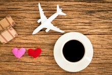 Coffee And Airplane Models And Hearts And Baggage, Planning A Holiday Trip For Couples.
