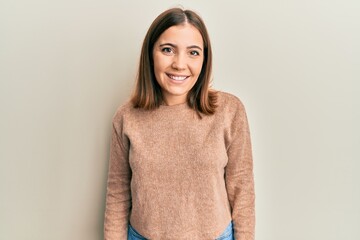 Poster - Young beautiful woman wearing casual clothes with a happy and cool smile on face. lucky person.