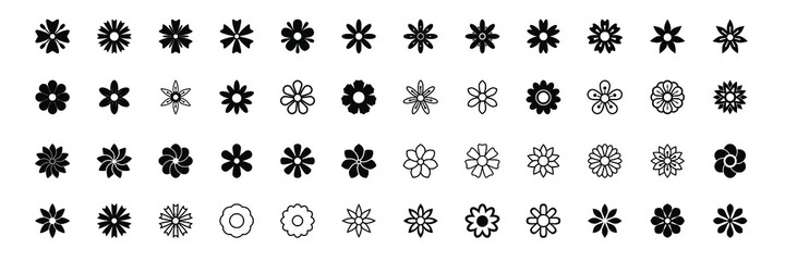 Flower icon set, vector isolated