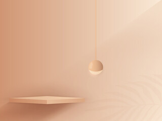 Wall Mural - cosmetic brown background minimal and premium podium display for product presentation branding and p