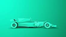 Abstract Animation Of A Futuristic Green Race Car Speed In 4K UHD,  It's Technology And Engineering 3D Rendering