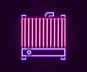 Canvas Print - Glowing neon line Car radiator cooling system icon isolated on black background. Colorful outline concept. Vector