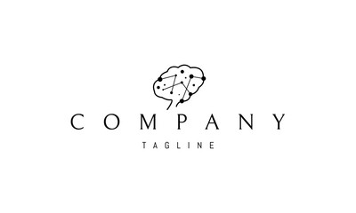 Wall Mural - vector logo on which an abstract image of the brain with neurons and interconnections.