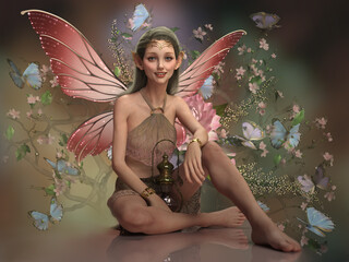 Wall Mural - Butterfly Smile, 3d CG