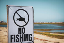 No Fishing Sign In Wetlands Area