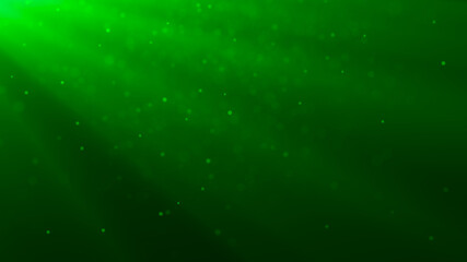 Wall Mural - Abstract green background of moving dust particles. Falling light. 3D rendering.
