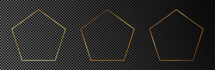 Wall Mural - Gold glowing pentagon shape frame